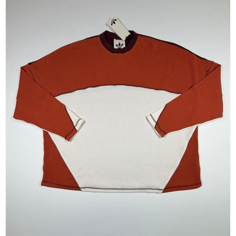 adidas LS Sports Tee Adidas OG LA Orange Waffle Knit JX6138 Men's Size Medium